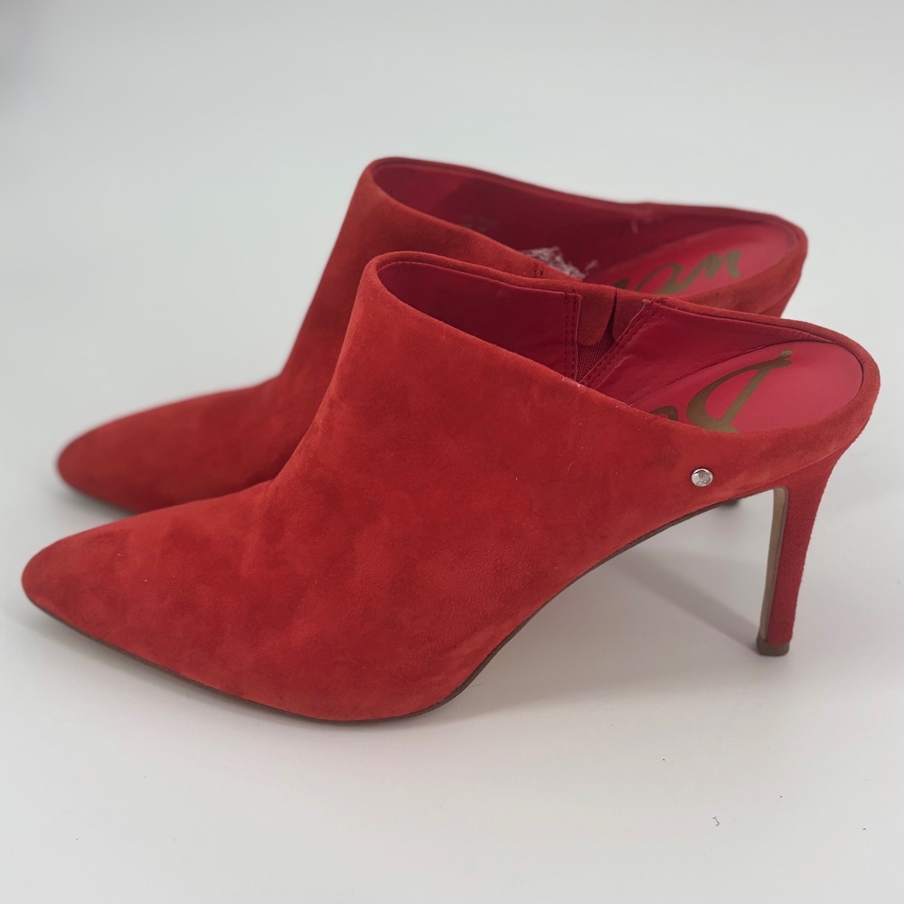 Red suede bootie mule stilettos women's 8 holiday Sam Edelman maximalist indie